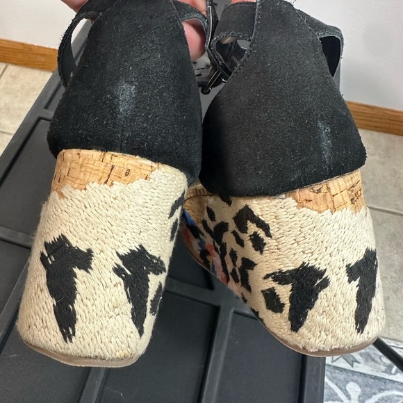 Naughty Monkey Virago Black Platform Wedge Sandals with Embroidery 8 Boho Indie - Picture 5 of 10